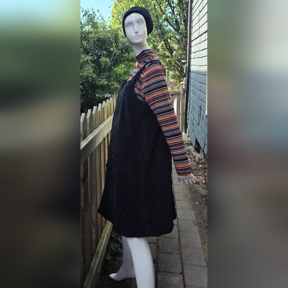 McVerdi black cotton  corduroy pinafore dress lg - Picture 14 of 15
